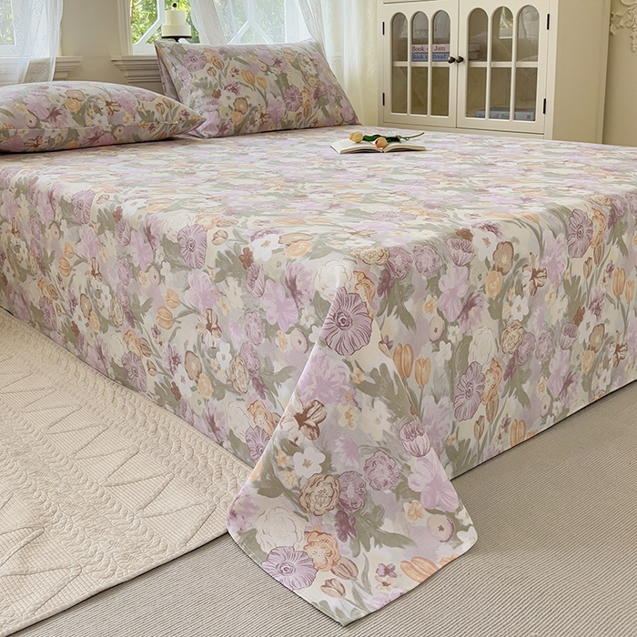 91家纺网 家纺一手货源 找家纺 青泽家纺 2025新款原棉标老粗布系列床单三件套 法式庄园