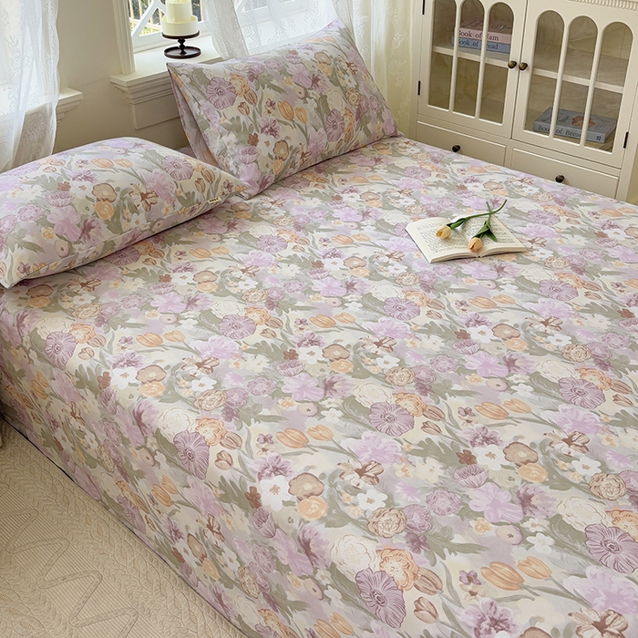 91家纺网 家纺一手货源 找家纺 青泽家纺 2025新款原棉标老粗布系列床单三件套 法式庄园