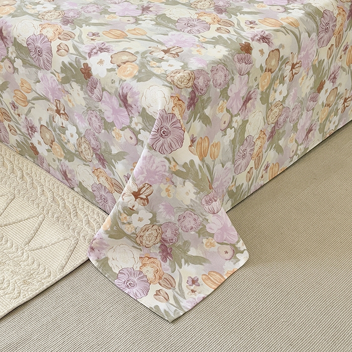 91家纺网 家纺一手货源 找家纺 青泽家纺 2025新款原棉标老粗布系列床单三件套 法式庄园