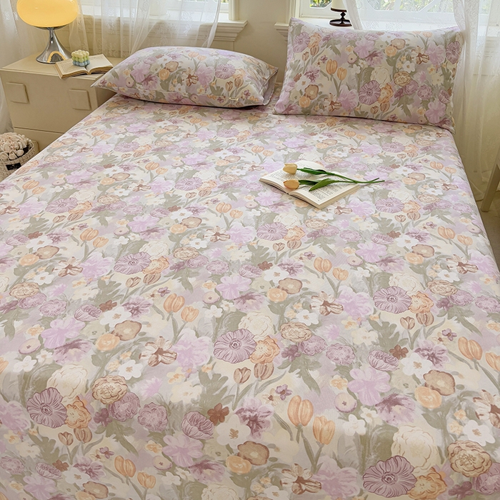 91家纺网 家纺一手货源 找家纺 青泽家纺 2025新款原棉标老粗布系列床单三件套 法式庄园