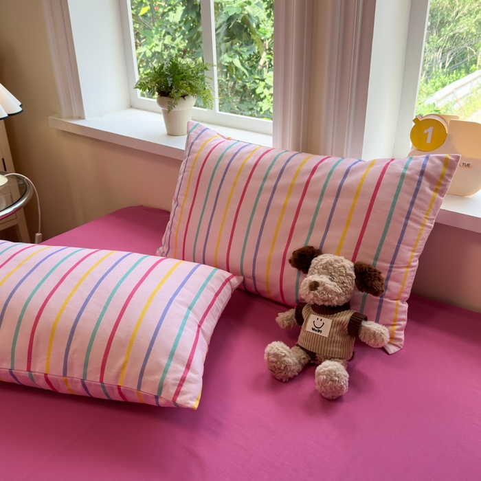 91家纺网 家纺一手货源 找家纺 如意朵 2025新款全棉纯棉磨毛四件套 多彩-粉