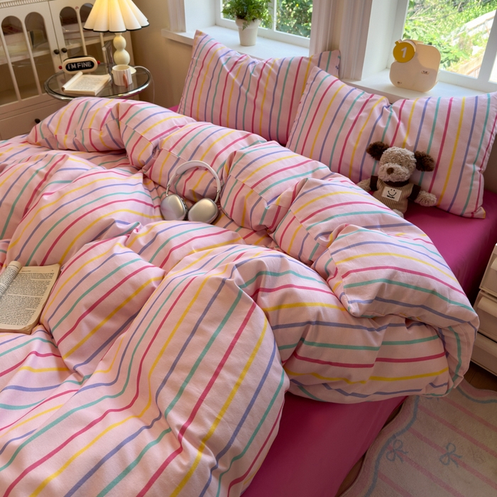 91家纺网 家纺一手货源 找家纺 如意朵 2025新款全棉纯棉磨毛四件套 多彩-粉