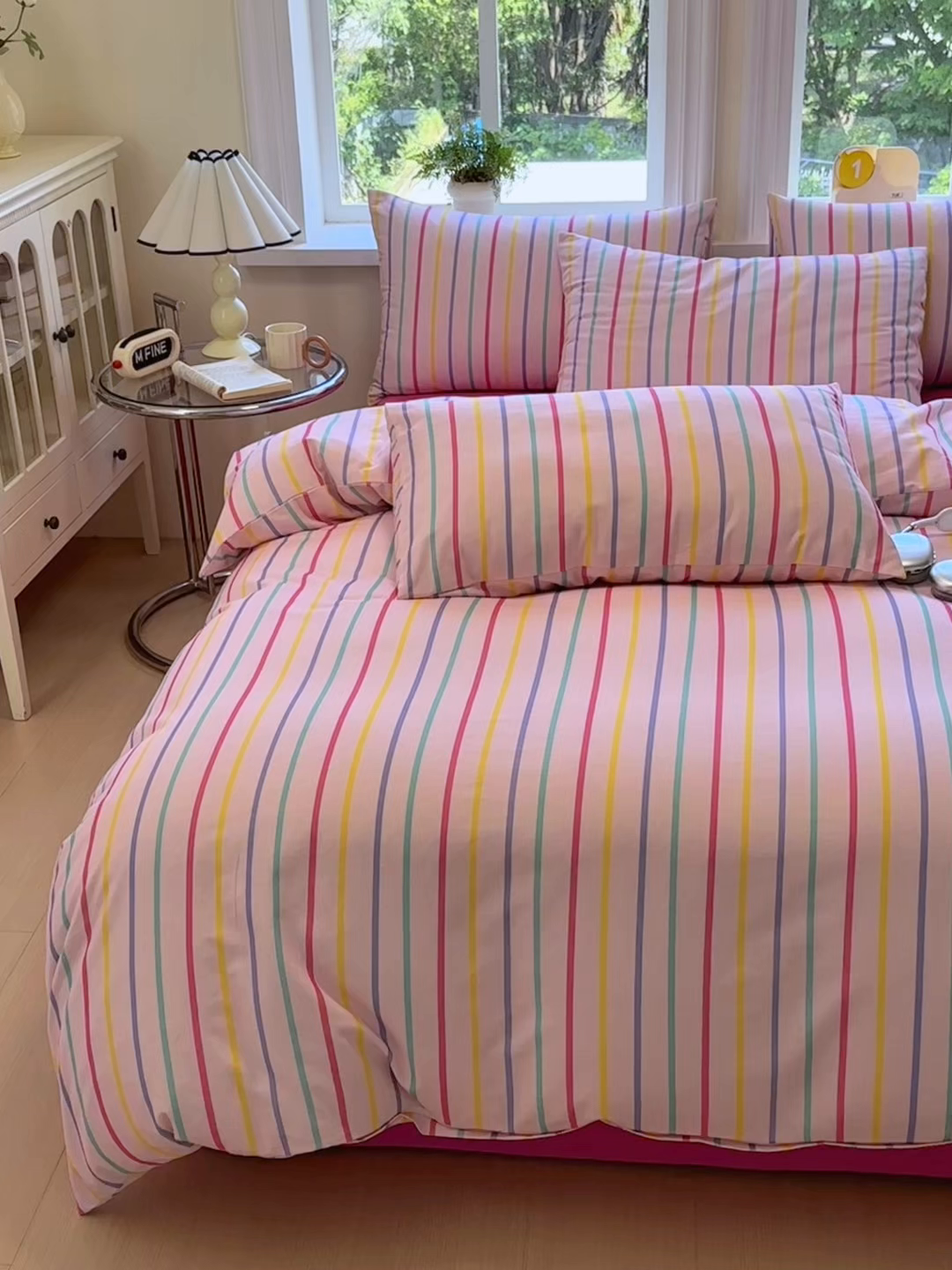 91家纺网 家纺一手货源 找家纺 如意朵 2025新款全棉纯棉磨毛四件套 多彩-粉