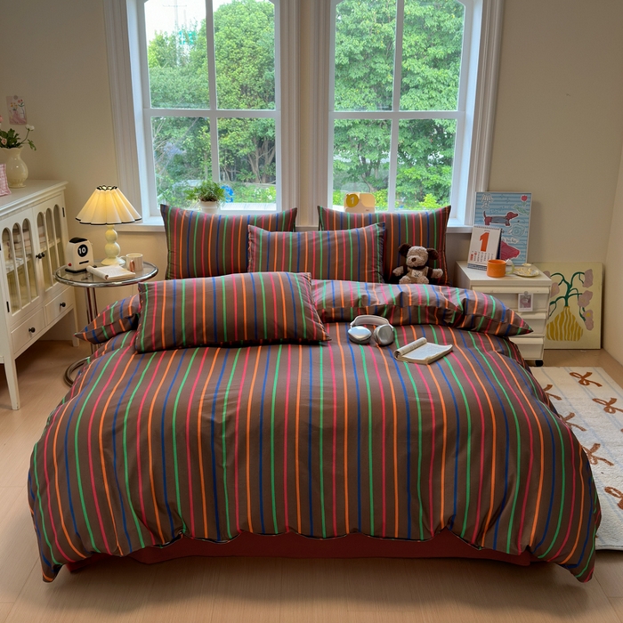 91家纺网 家纺一手货源 找家纺 如意朵 2025新款全棉纯棉磨毛四件套 多彩-咖