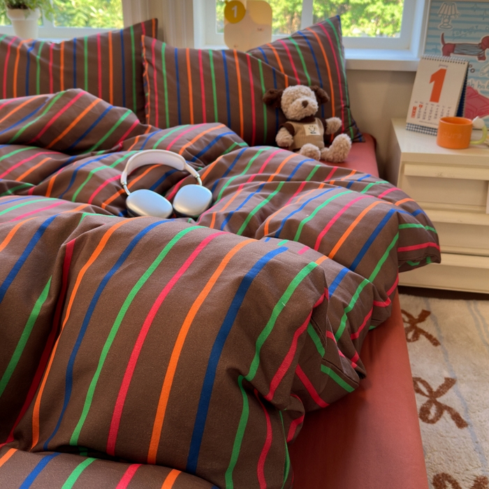 91家纺网 家纺一手货源 找家纺 如意朵 2025新款全棉纯棉磨毛四件套 多彩-咖