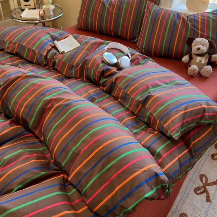 91家纺网 家纺一手货源 找家纺 如意朵 2025新款全棉纯棉磨毛四件套 多彩-咖