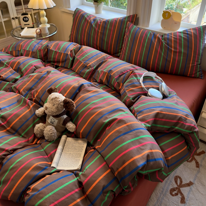 91家纺网 家纺一手货源 找家纺 如意朵 2025新款全棉纯棉磨毛四件套 多彩-咖