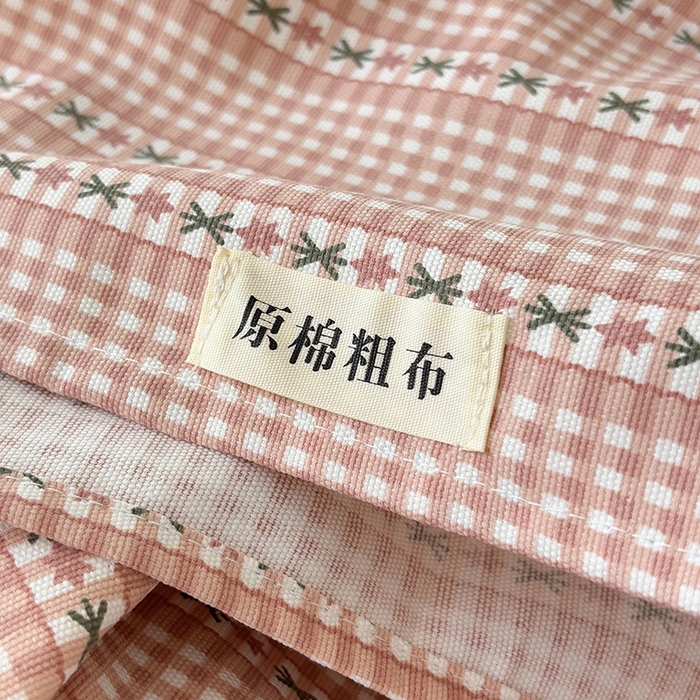 91家纺网 家纺一手货源 找家纺 青泽家纺 2025新款原棉标老粗布系列床单三件套 粉黛