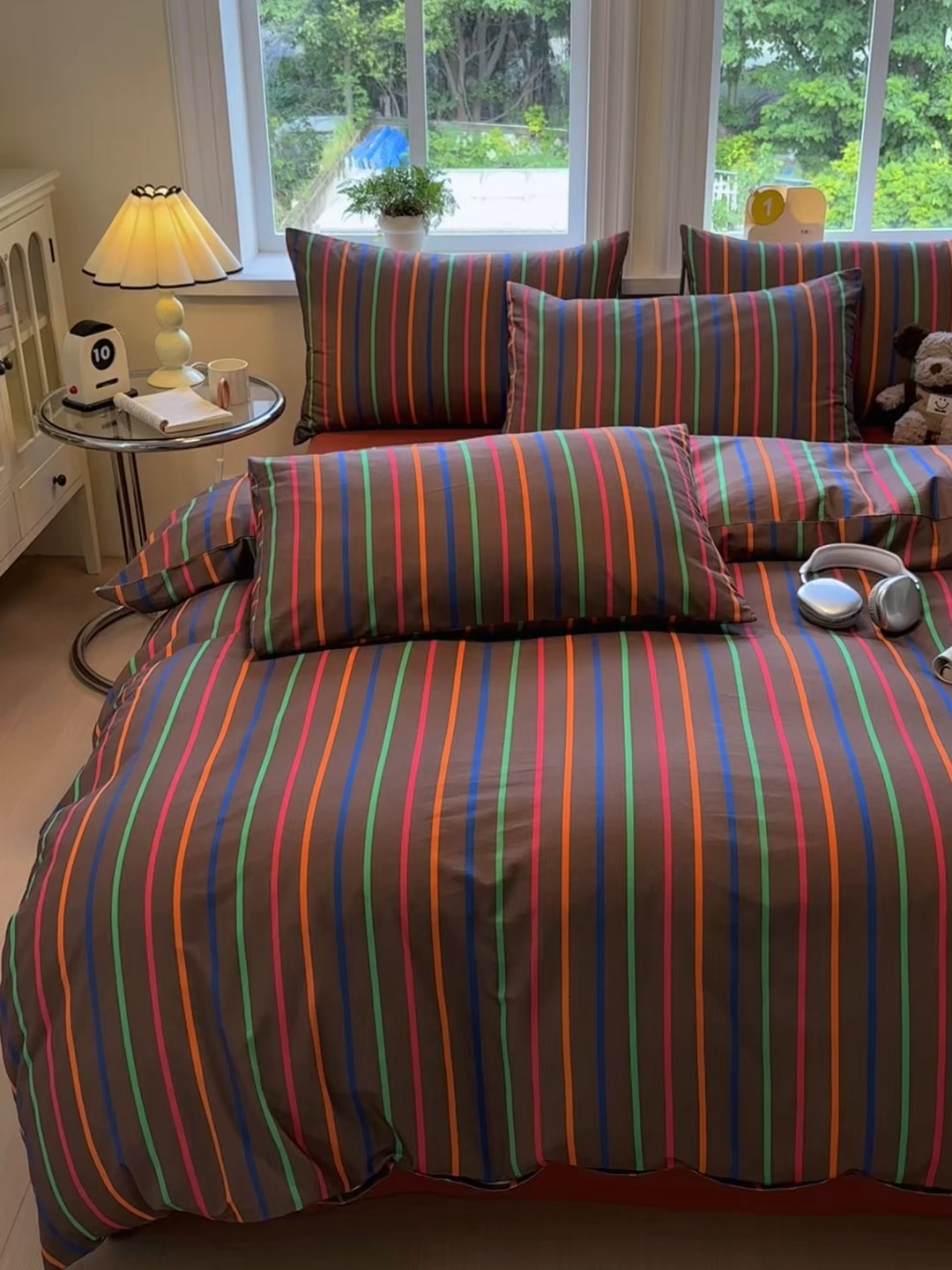 91家纺网 家纺一手货源 找家纺 如意朵 2025新款全棉纯棉磨毛四件套 多彩-咖