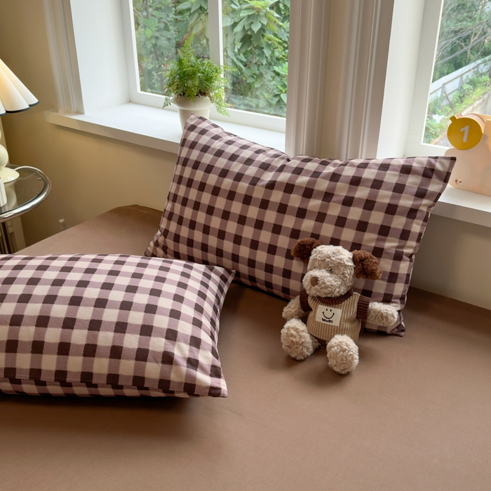 91家纺网 家纺一手货源 找家纺 如意朵 2025新款全棉纯棉磨毛四件套 可可-咖