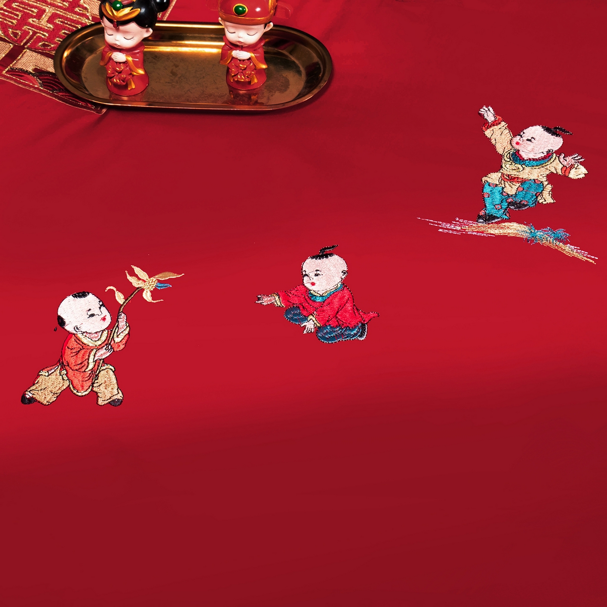 91家纺网 家纺一手货源 找家纺 （总）柏拉图 2025新款100s长绒棉贡缎提花重工艺刺绣婚庆四件套多件套