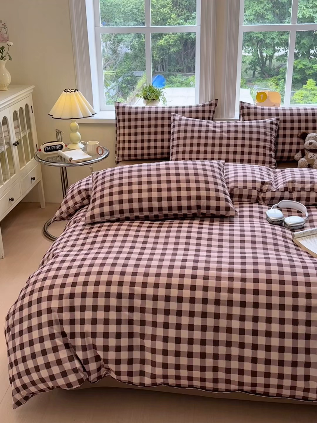 91家纺网 家纺一手货源 找家纺 如意朵 2025新款全棉纯棉磨毛四件套 可可-咖