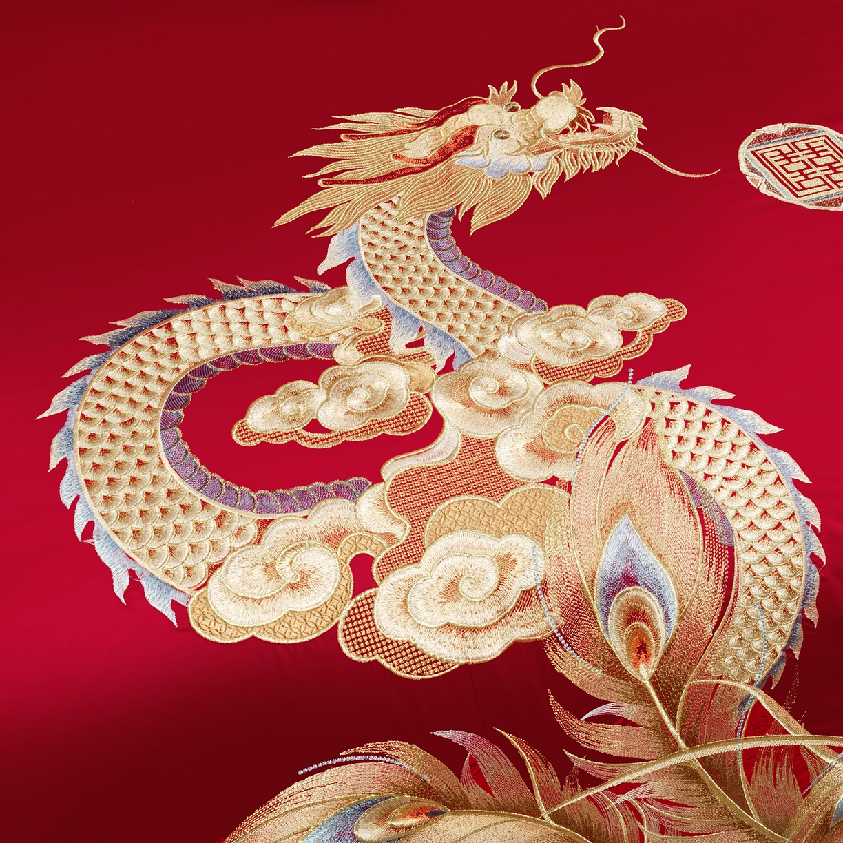 91家纺网 家纺一手货源 找家纺 柏拉图 2025新款100s长绒棉贡缎提花重工艺刺绣婚庆四件套多件套 海誓山盟