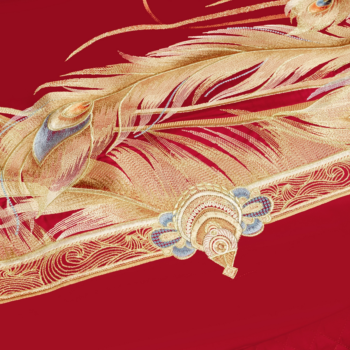 91家纺网 家纺一手货源 找家纺 柏拉图 2025新款100s长绒棉贡缎提花重工艺刺绣婚庆四件套多件套 海誓山盟