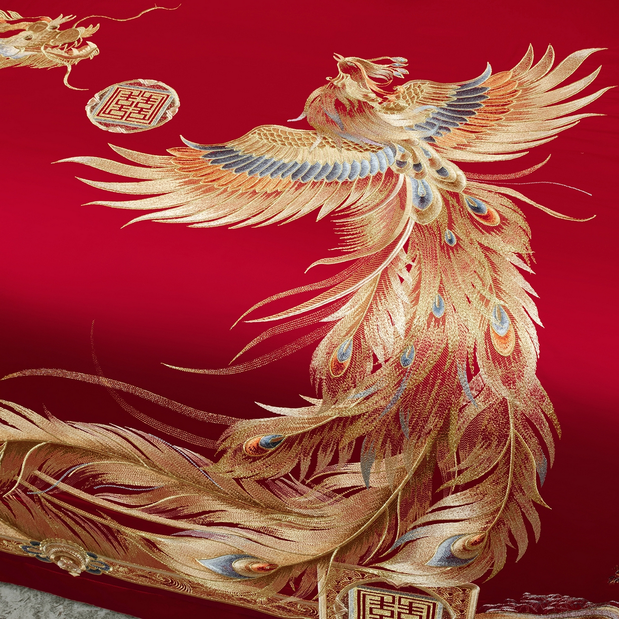 91家纺网 家纺一手货源 找家纺 柏拉图 2025新款100s长绒棉贡缎提花重工艺刺绣婚庆四件套多件套 海誓山盟