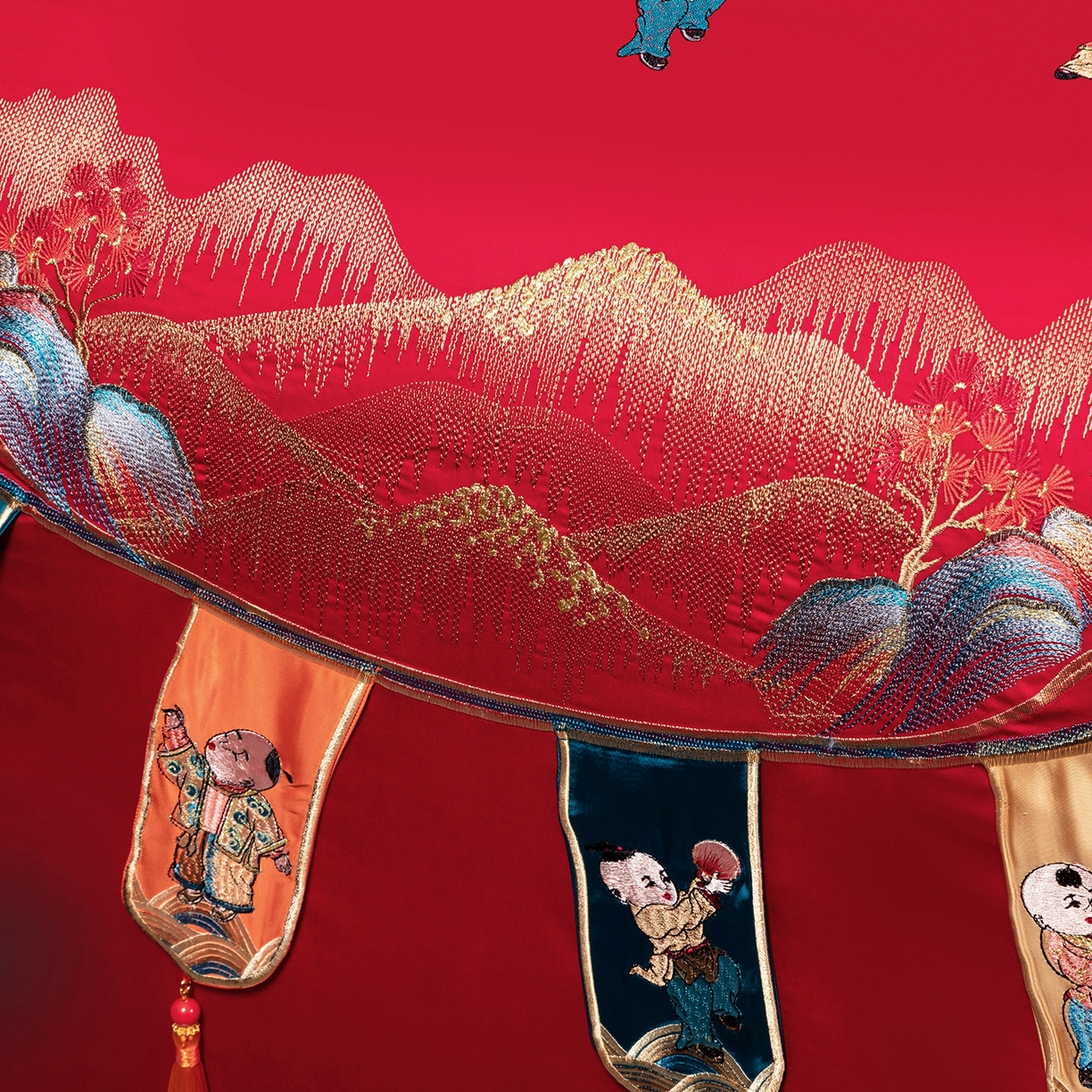 91家纺网 家纺一手货源 找家纺 （总）柏拉图 2025新款100s长绒棉贡缎提花重工艺刺绣婚庆四件套多件套