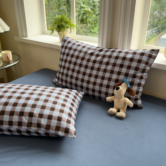 91家纺网 家纺一手货源 找家纺 如意朵 2025新款全棉纯棉磨毛四件套 可可-蓝