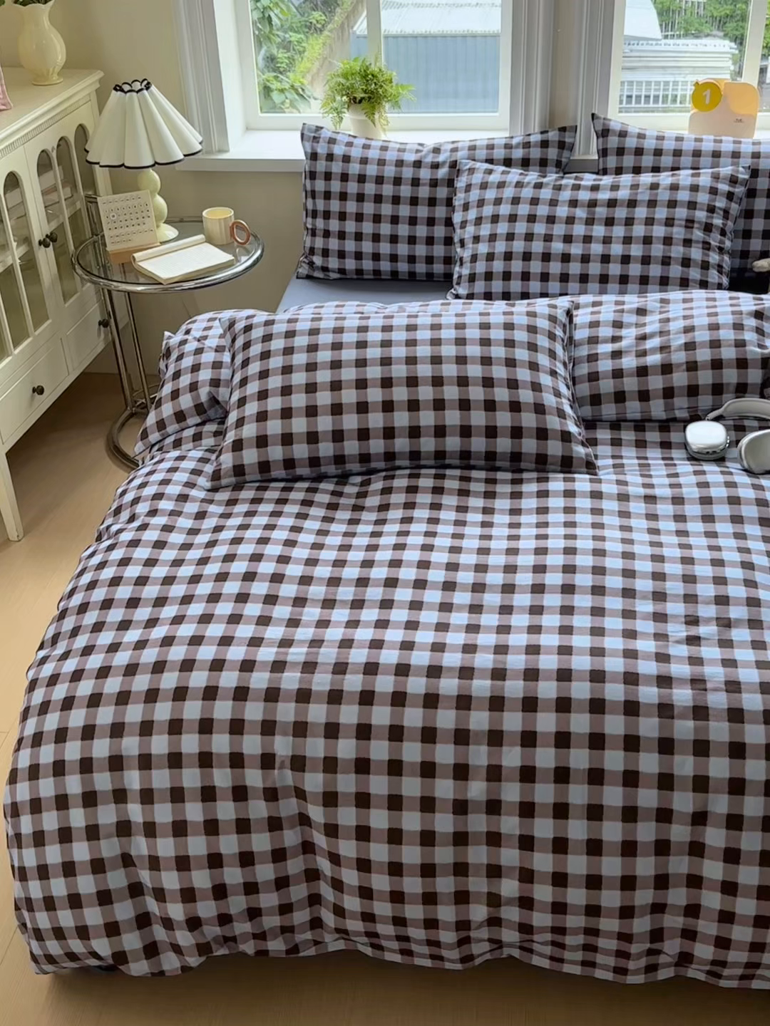 91家纺网 家纺一手货源 找家纺 如意朵 2025新款全棉纯棉磨毛四件套 可可-蓝