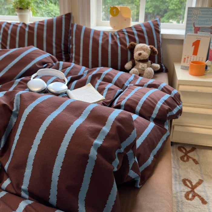 91家纺网 家纺一手货源 找家纺 如意朵 2025新款全棉纯棉磨毛四件套 摩卡