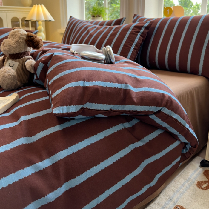 91家纺网 家纺一手货源 找家纺 如意朵 2025新款全棉纯棉磨毛四件套 摩卡