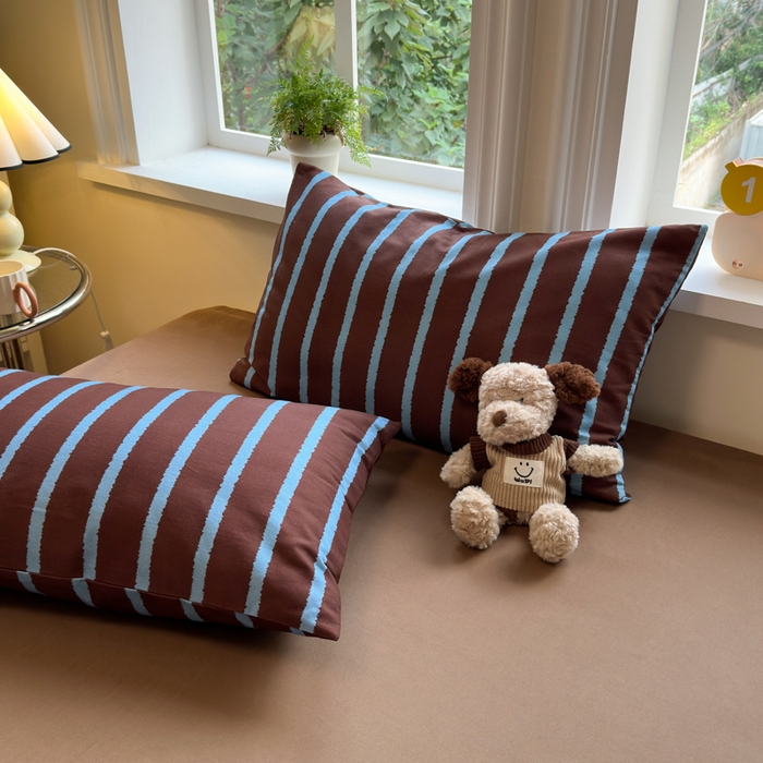 91家纺网 家纺一手货源 找家纺 如意朵 2025新款全棉纯棉磨毛四件套 摩卡