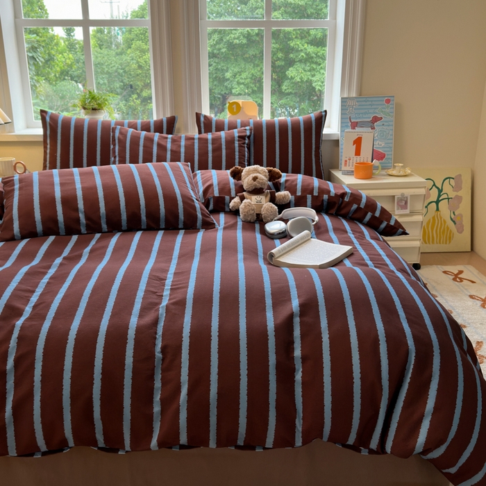 91家纺网 家纺一手货源 找家纺 如意朵 2025新款全棉纯棉磨毛四件套 摩卡