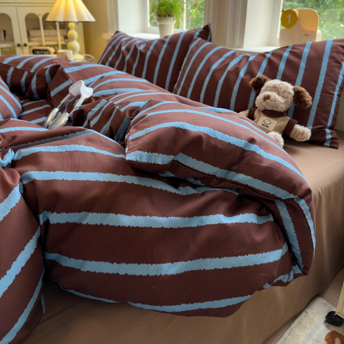 91家纺网 家纺一手货源 找家纺 如意朵 2025新款全棉纯棉磨毛四件套 摩卡