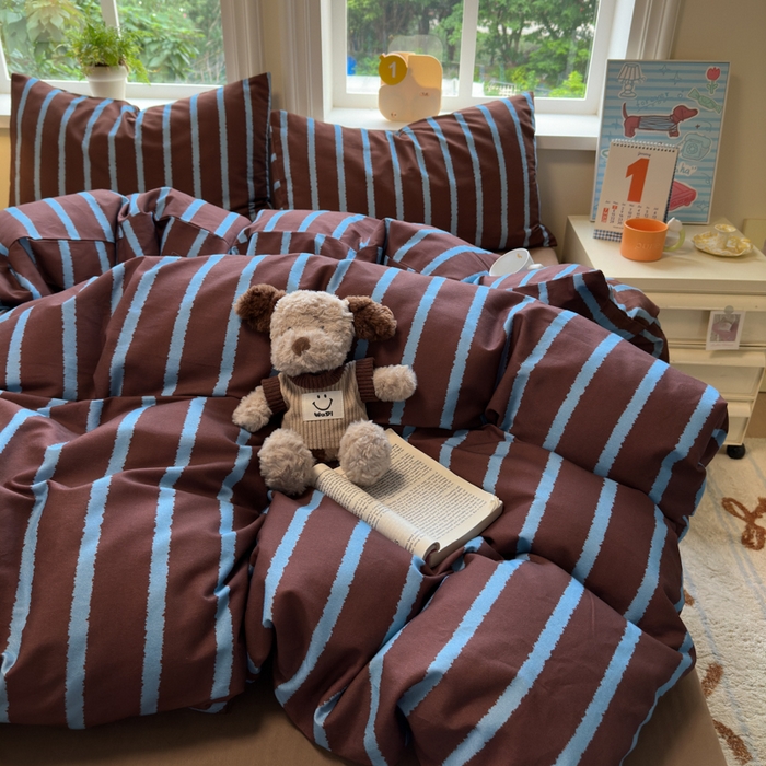 91家纺网 家纺一手货源 找家纺 如意朵 2025新款全棉纯棉磨毛四件套 摩卡