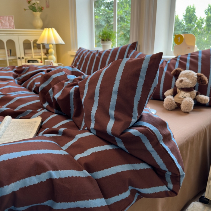 91家纺网 家纺一手货源 找家纺 如意朵 2025新款全棉纯棉磨毛四件套 摩卡