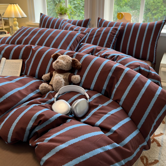 91家纺网 家纺一手货源 找家纺 如意朵 2025新款全棉纯棉磨毛四件套 摩卡