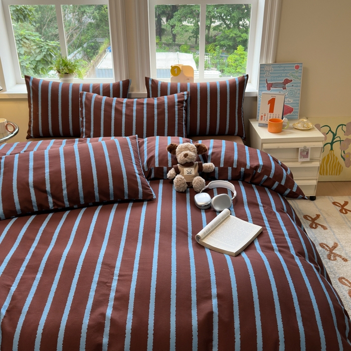 91家纺网 家纺一手货源 找家纺 如意朵 2025新款全棉纯棉磨毛四件套 摩卡