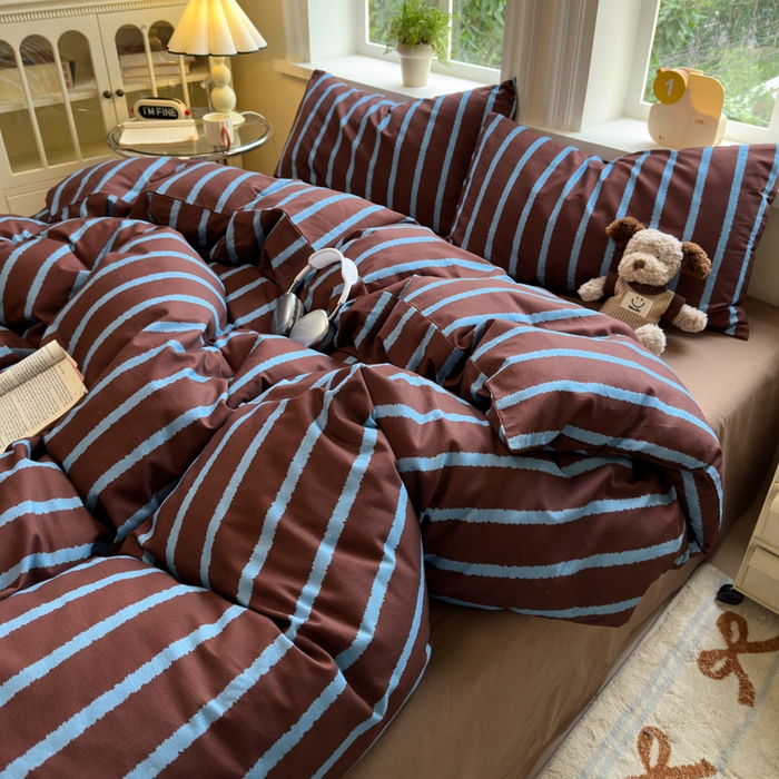 91家纺网 家纺一手货源 找家纺 如意朵 2025新款全棉纯棉磨毛四件套 摩卡