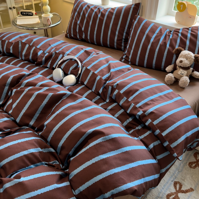 91家纺网 家纺一手货源 找家纺 如意朵 2025新款全棉纯棉磨毛四件套 摩卡