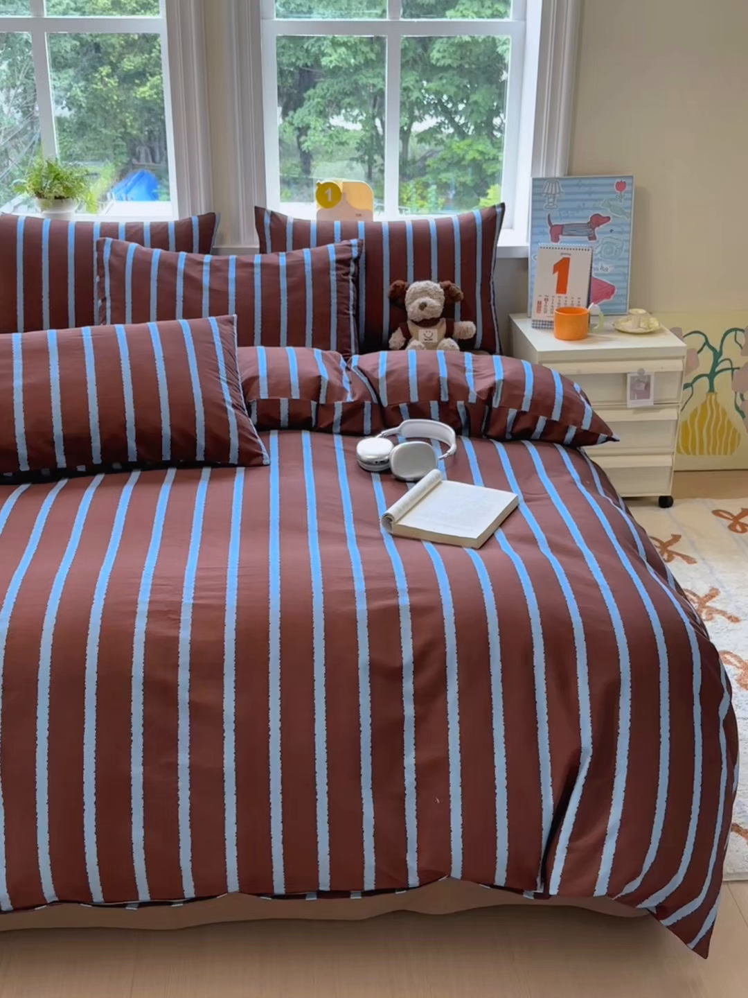 91家纺网 家纺一手货源 找家纺 如意朵 2025新款全棉纯棉磨毛四件套 摩卡