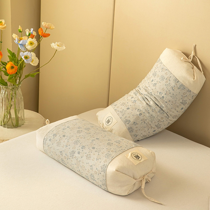 91家纺网 家纺一手货源 找家纺 梦莱家纺 2025新款棉麻荞麦枕枕头枕芯 玫瑰-蓝色