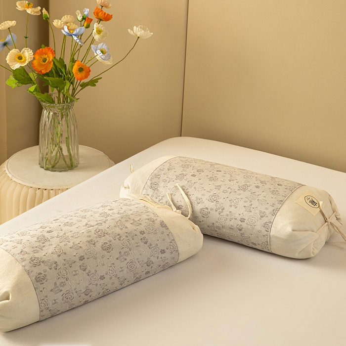 91家纺网 家纺一手货源 找家纺 梦莱家纺 2025新款棉麻荞麦枕枕头枕芯 玫瑰-灰色