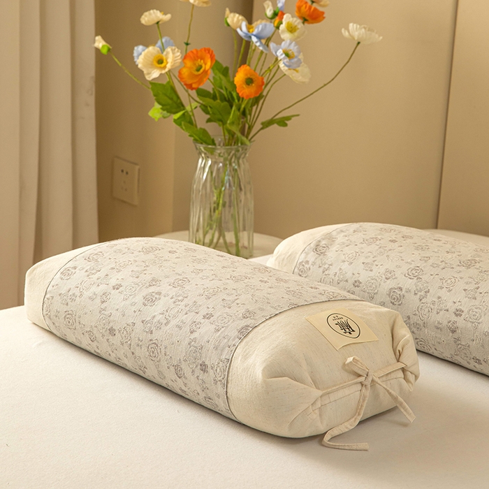 91家纺网 家纺一手货源 找家纺 梦莱家纺 2025新款棉麻荞麦枕枕头枕芯 玫瑰-灰色