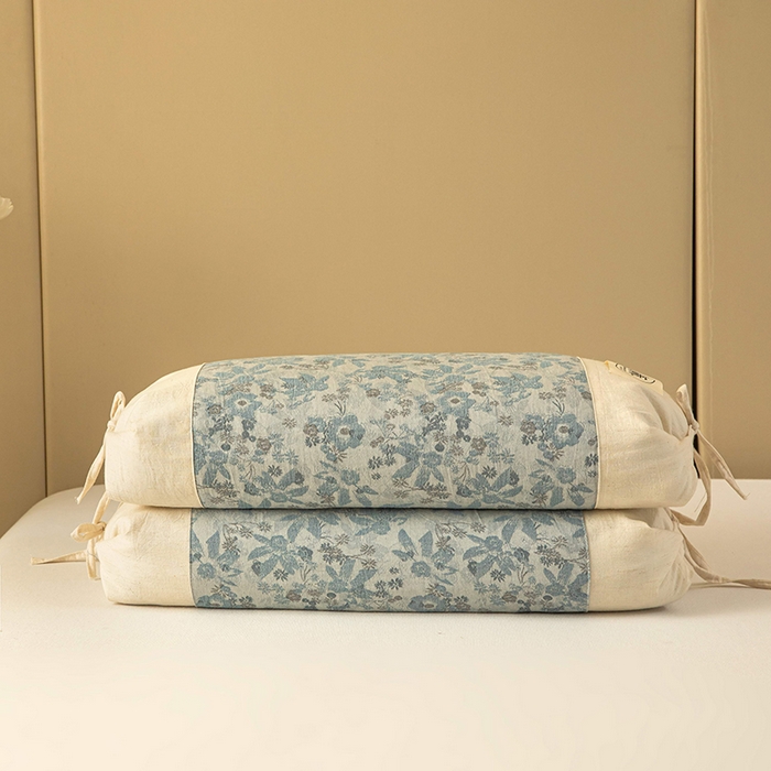 91家纺网 家纺一手货源 找家纺 梦莱家纺 2025新款棉麻荞麦枕枕头枕芯 清风-蓝色