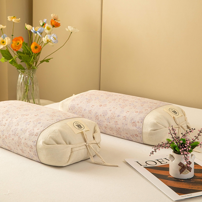 91家纺网 家纺一手货源 找家纺 梦莱家纺 2025新款棉麻荞麦枕枕头枕芯 玫瑰-粉色