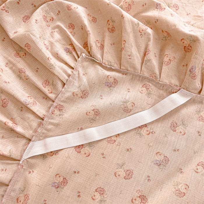 91家纺网 家纺一手货源 找家纺 缦彩 2025新款韩版公主风100%纯棉床裙四件套全棉花边床单床罩套件 沫沫小姐桔