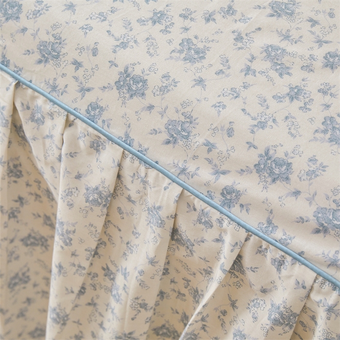 91家纺网 家纺一手货源 找家纺 缦彩 2025新款韩版公主风100%纯棉床裙四件套全棉花边床单床罩套件 海韵花