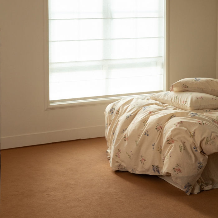 91家纺网 家纺一手货源 找家纺 山舍家居 2025新款竹节棉麻印花工艺款四件套 粉黛略施