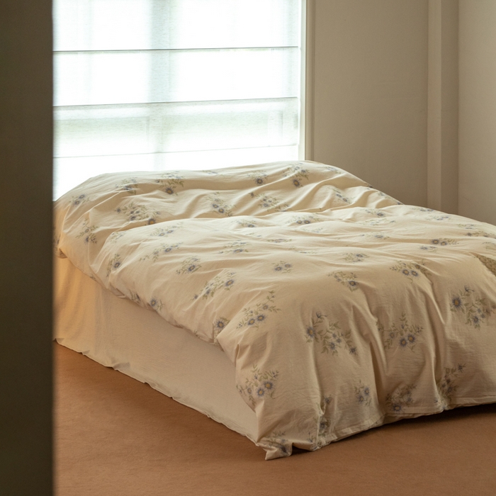 91家纺网 家纺一手货源 找家纺 山舍家居 2025新款竹节棉麻印花工艺款四件套 青珀时间海