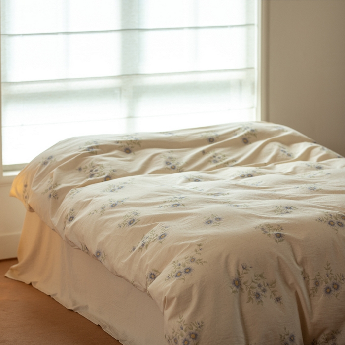 91家纺网 家纺一手货源 找家纺 山舍家居 2025新款竹节棉麻印花工艺款四件套 青珀时间海