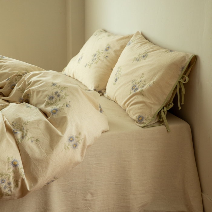 91家纺网 家纺一手货源 找家纺 山舍家居 2025新款竹节棉麻印花工艺款四件套 青珀时间海