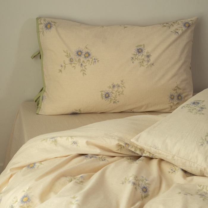 91家纺网 家纺一手货源 找家纺 山舍家居 2025新款竹节棉麻印花工艺款四件套 青珀时间海