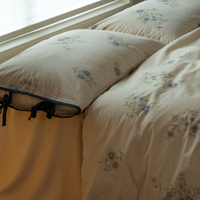 91家纺网 家纺一手货源 找家纺 山舍家居 2025新款竹节棉麻印花工艺款四件套 不见兰序