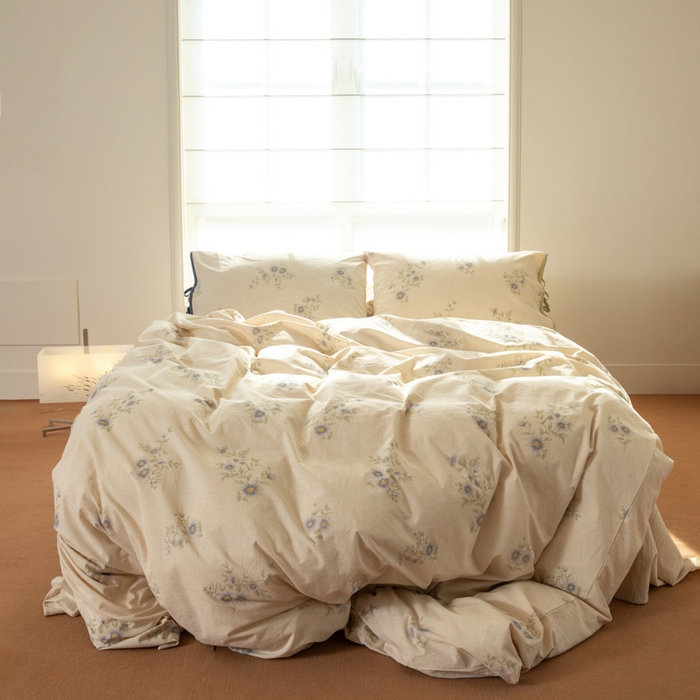 91家纺网 家纺一手货源 找家纺 山舍家居 2025新款竹节棉麻印花工艺款四件套 不见兰序