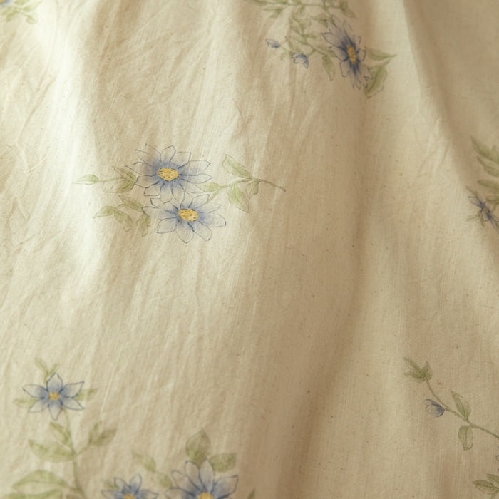 91家纺网 家纺一手货源 找家纺 山舍家居 2025新款竹节棉麻印花工艺款四件套 青珀时间海