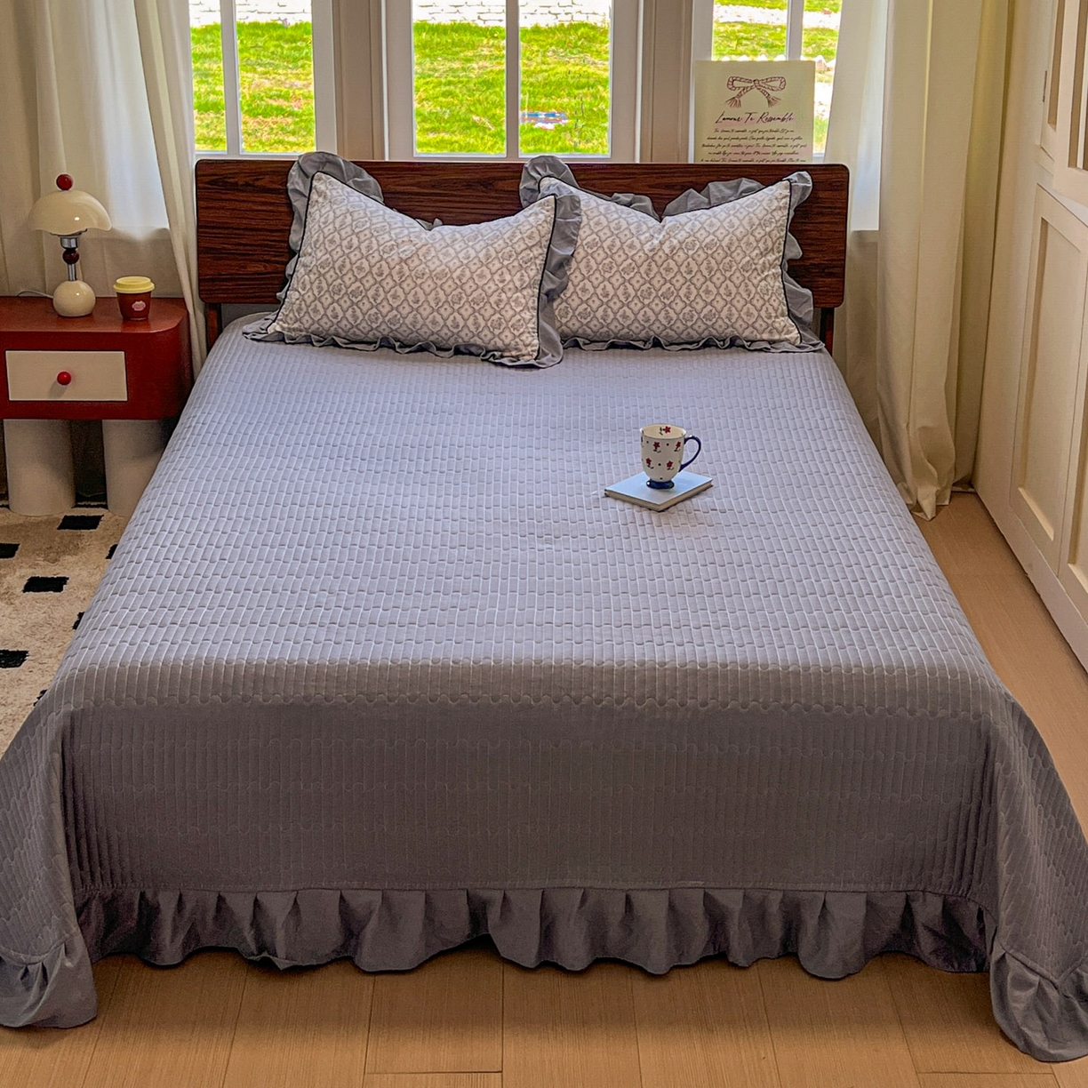 91家纺网 家纺一手货源 找家纺 美梦家纺 2025新款亲肤舒适高克重云感棉床盖四件套 安娜·蓝